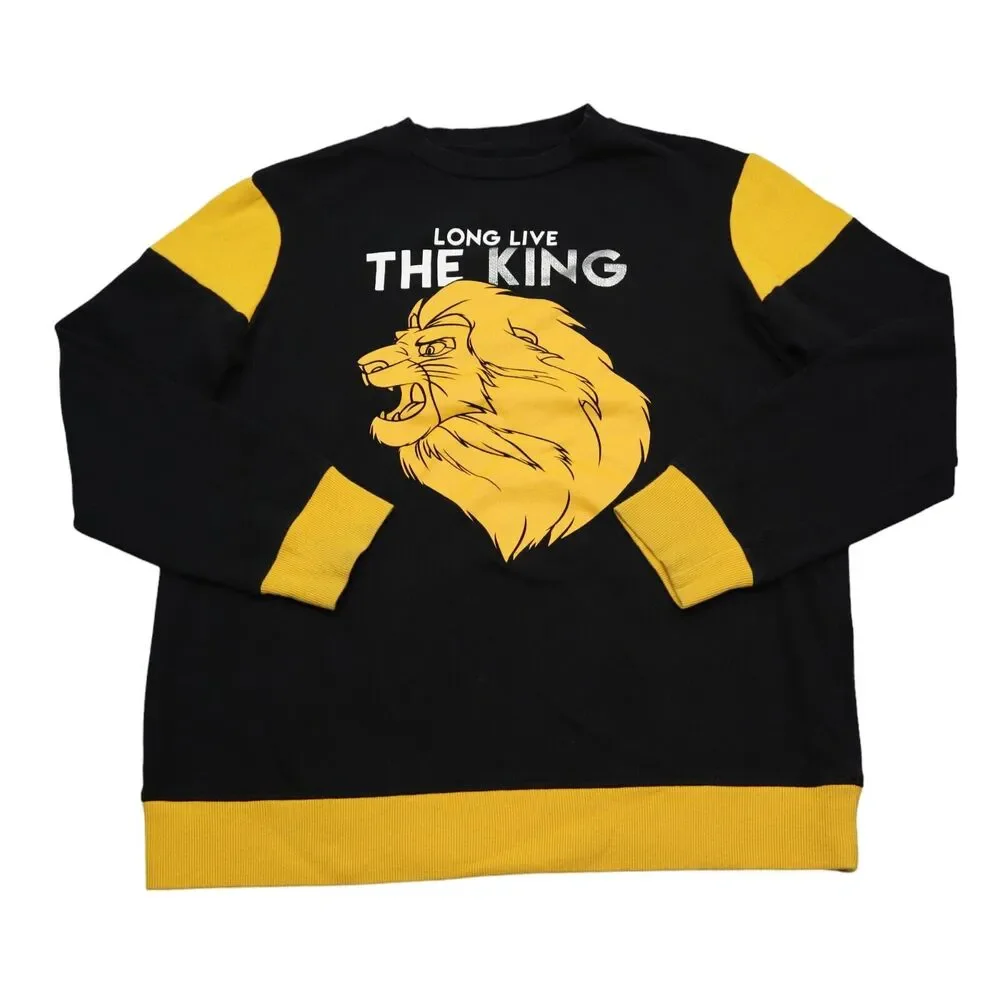Disney Sweatshirt Boys XL Black Crew Neck Long Sleeve Graphic Print Pullover